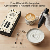 2 In 1 Electric Coffee Beater - Milk Frother And Egg Whisk - USB Electric Rechargeable Kitchen Tool For Versatile Mixing And Frothing